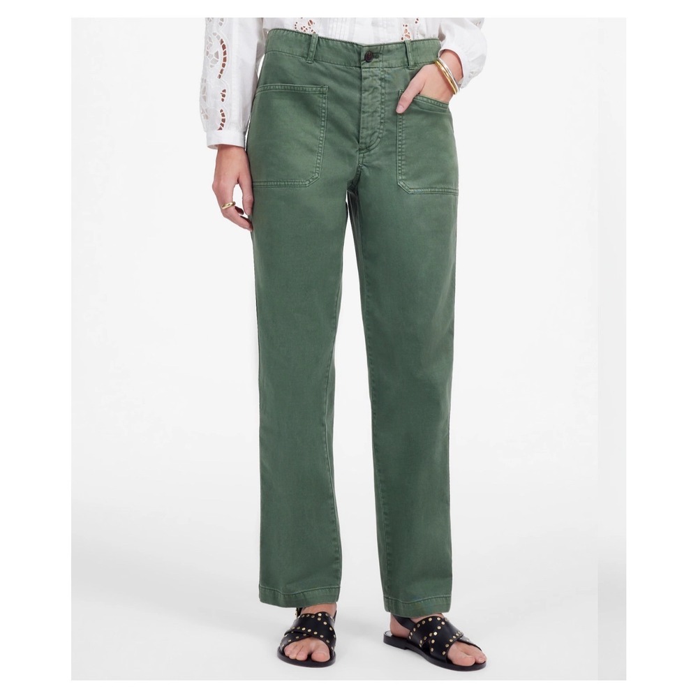Madewell Taper-Leg Utility Pant Green P10 High Rise Tapered Chino Patch Pockets